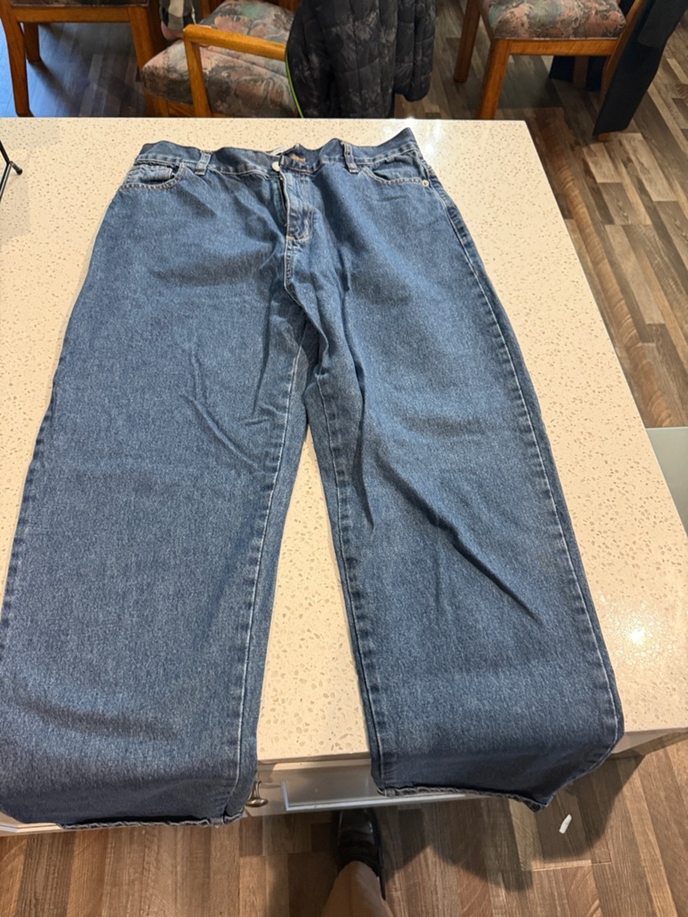 Wide Leg Women's Blue Denim Jeans - Flare Casual Style